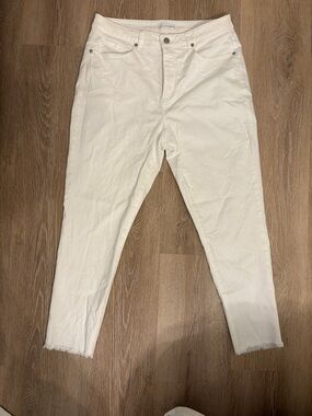 Loft White High-Rise Ankle Jeans